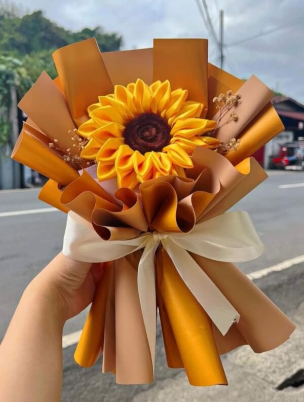 Handmade Satin Sunflower - A Timeless Touch of Brightness